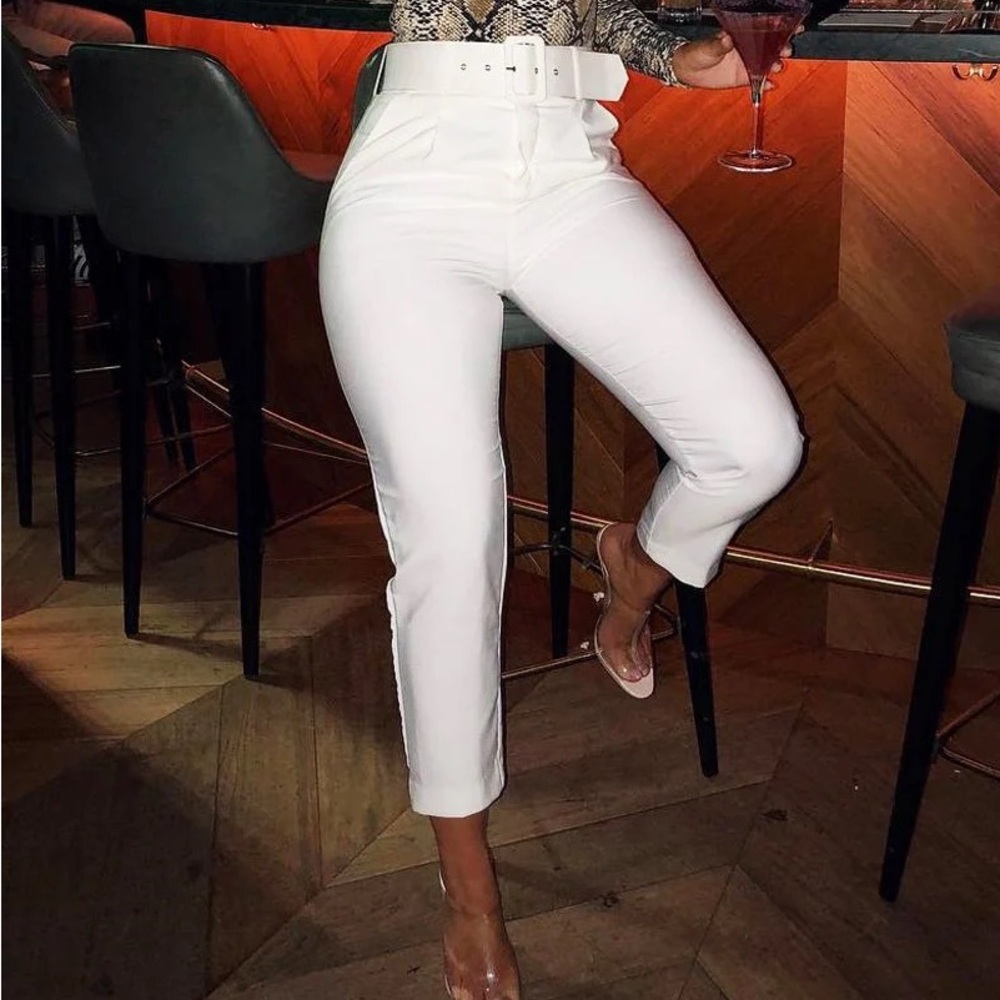 Oh Polly high waisted belted trousers